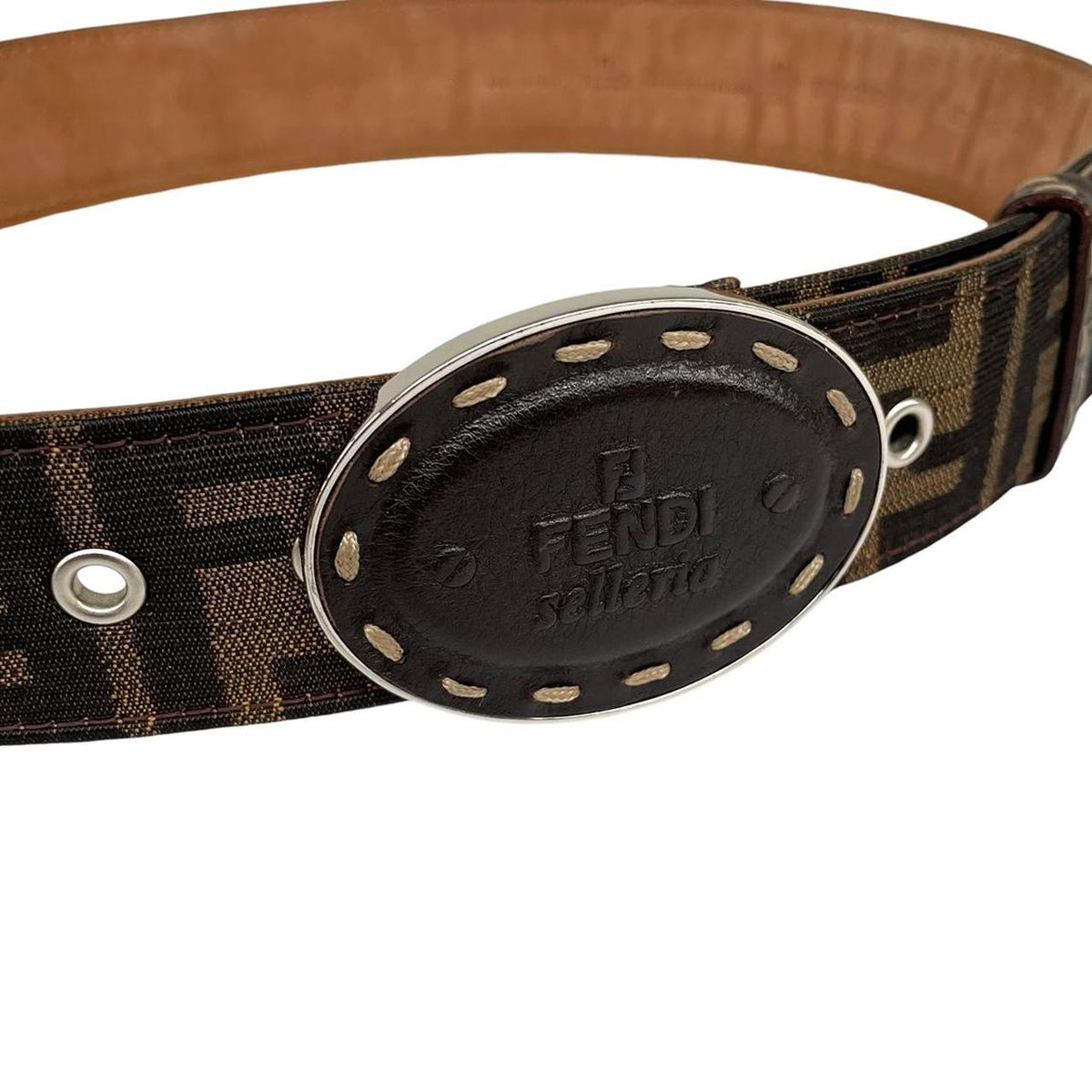 Fendi Zucca Monogram Canvas/Leather Belt