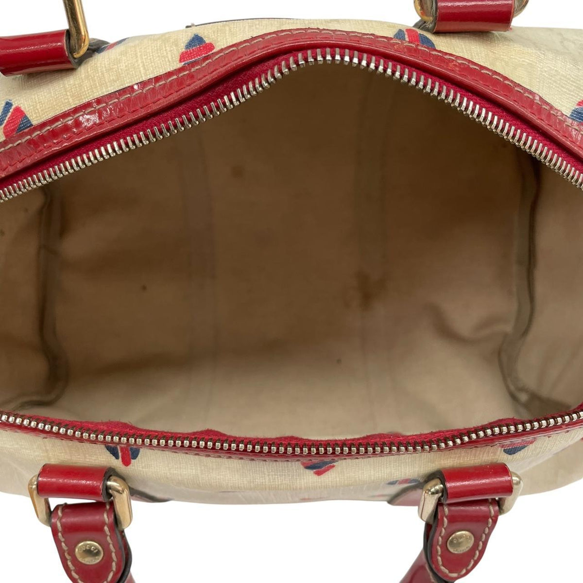 Pre-Loved Gucci Monogram Heart Print Boston Bag