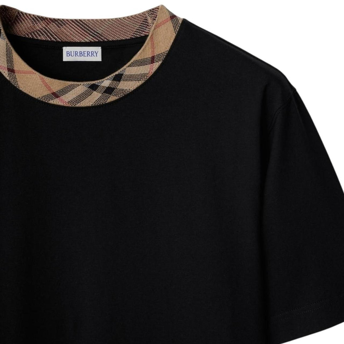 Burberry Trim Check Nova Check Collar T-Shirt