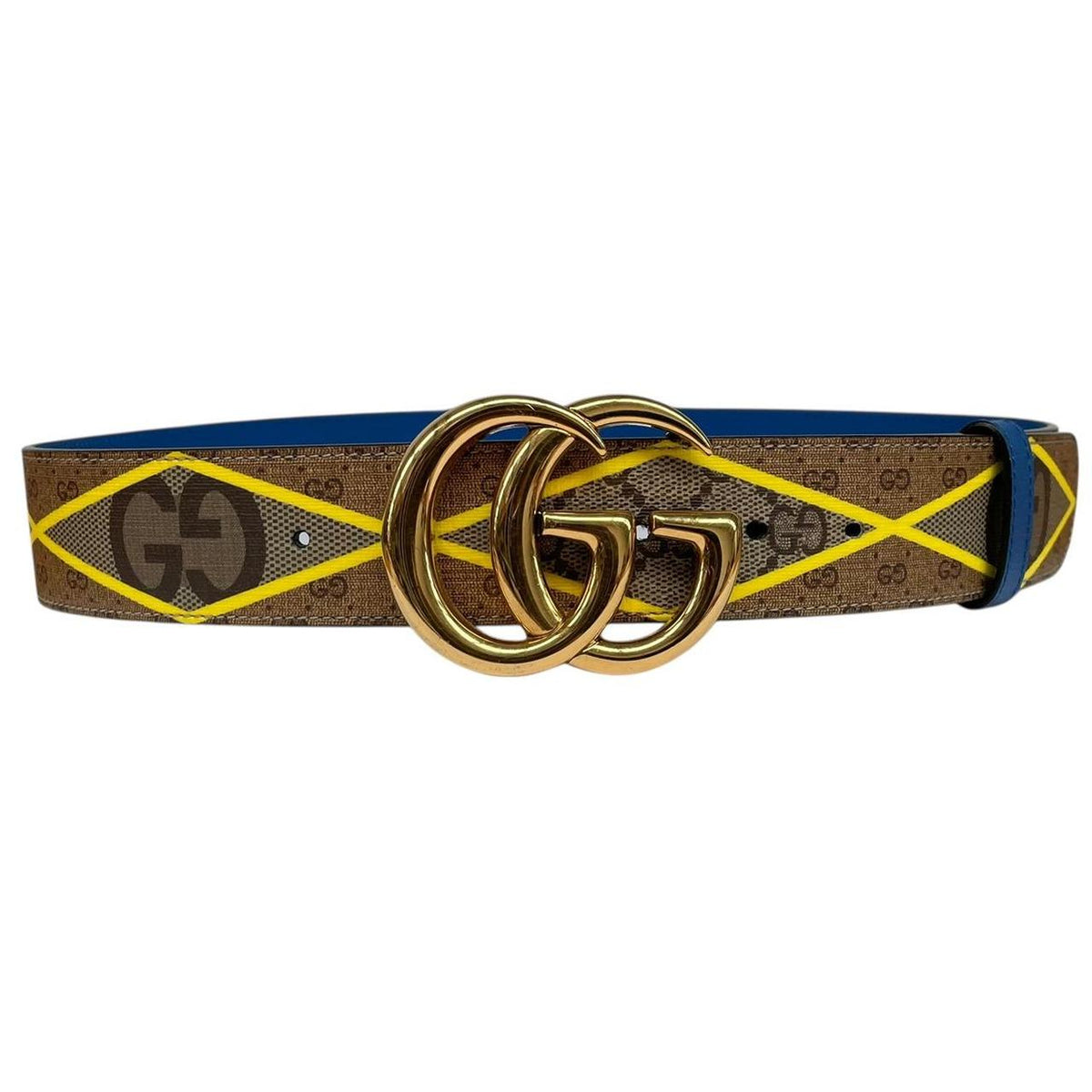 Gucci Marmont Supreme Rhombus Leather Belt with GG Buckle