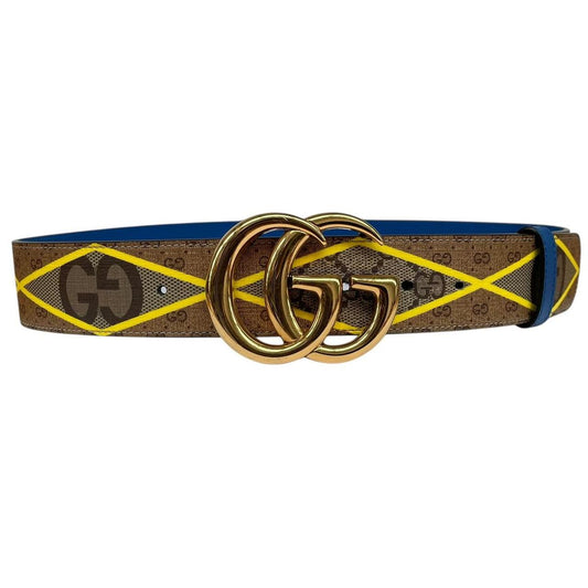 Gucci Marmont Supreme Rhombus Leather Belt with GG Buckle