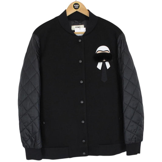 Fendi Karlito Logo Appliqué Down Bomber Jacket Large