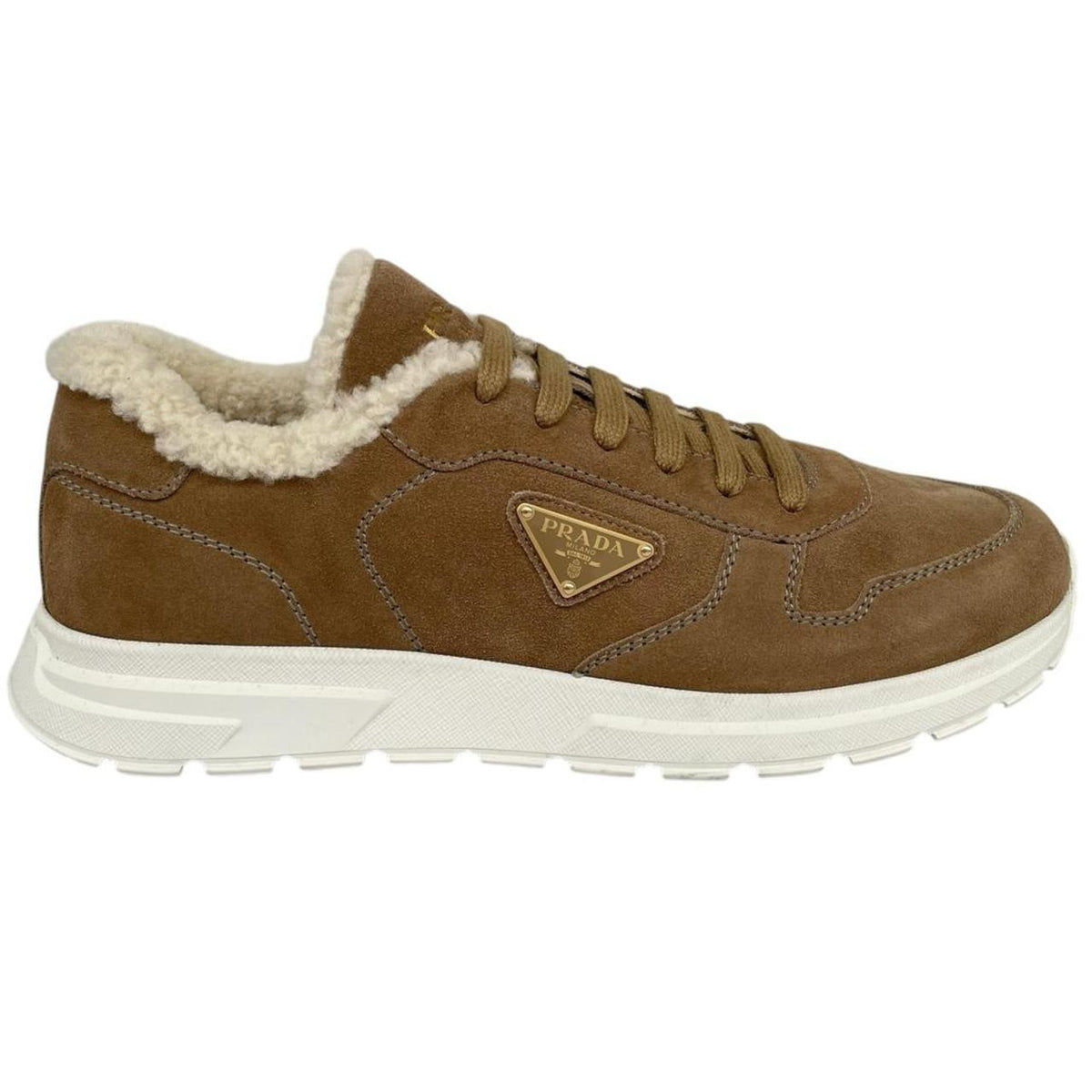 Prada Prax Suede Trainers with Shearling Lining UK 9