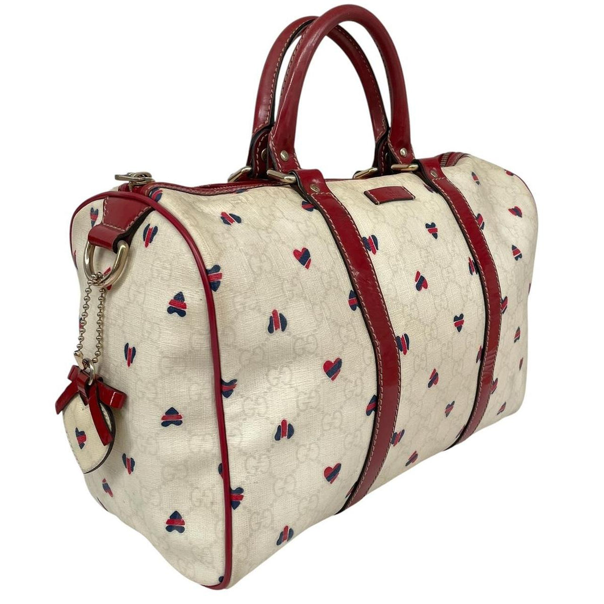 Pre-Loved Gucci Monogram Heart Print Boston Bag