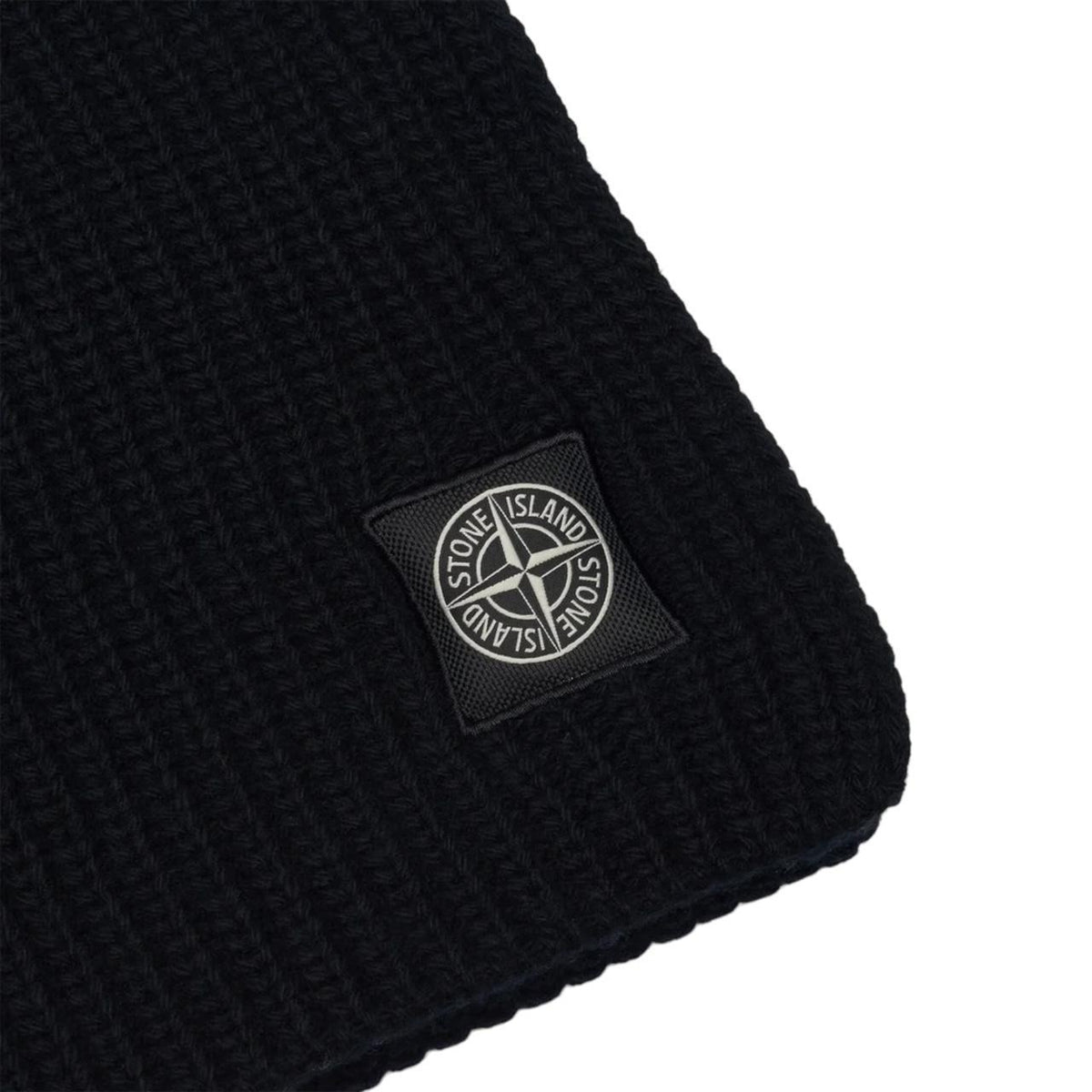Stone Island Ribbed Wool Patch Logo Scarf