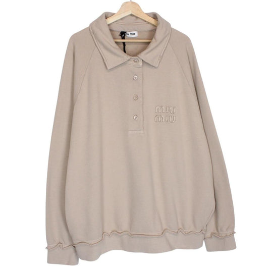 Miu Miu Logo Embroidered Polo Sweatshirt Large