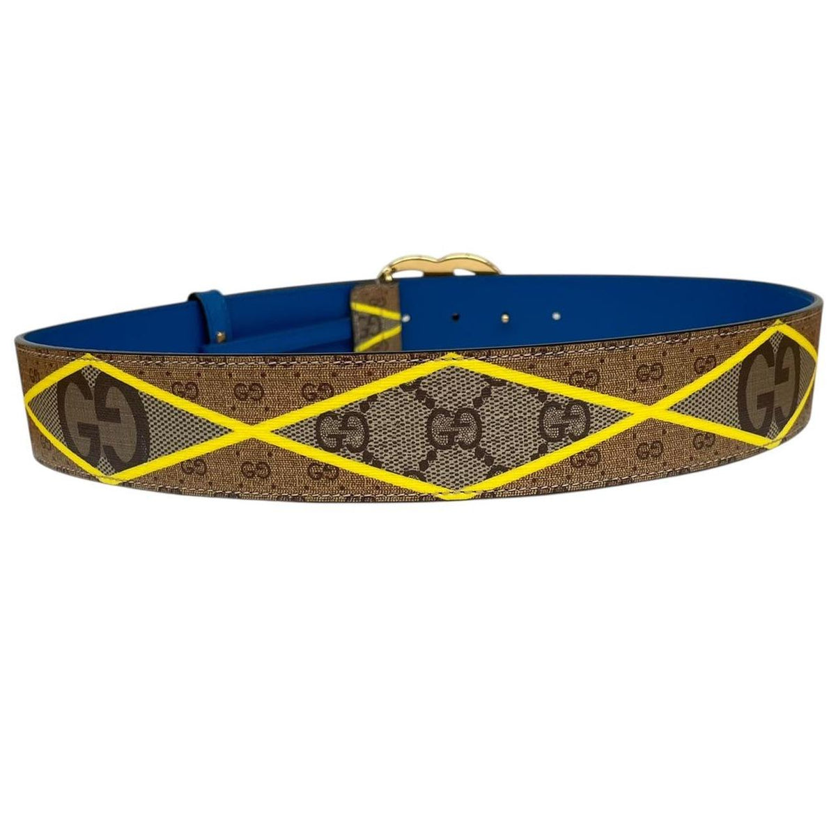 Gucci Marmont Supreme Rhombus Leather Belt with GG Buckle