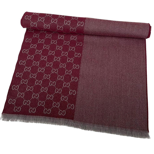 Gucci Half GG Monogram Frayed Wool Scarf