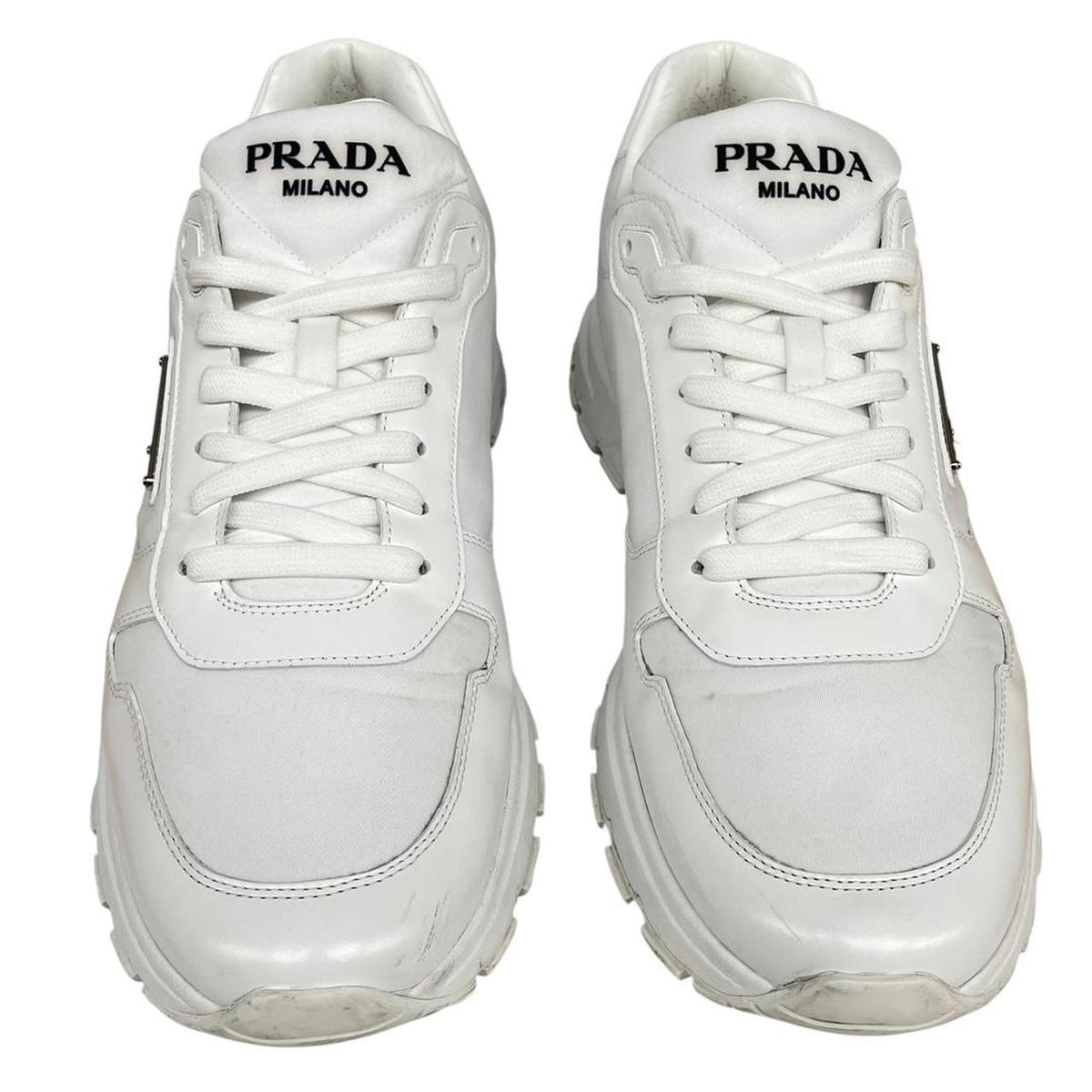 Prada Prax 01 Re-Nylon and Leather Trainers UK 12