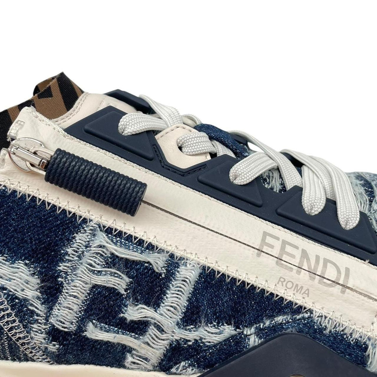 Fendi Flow Fabric and Leather Trainers UK 9