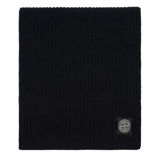 Stone Island Ribbed Wool Patch Logo Scarf