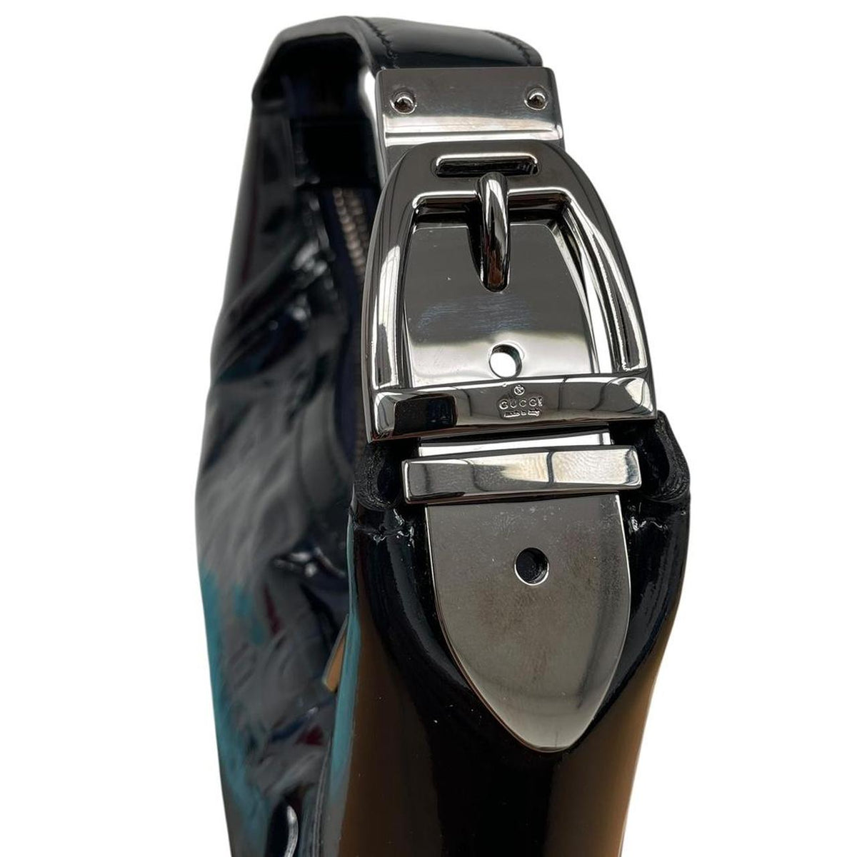 Gucci Patent Leather Horsebit Embossed Hobo Bag