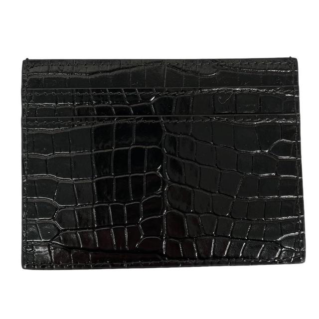 Saint Laurent Crocodile Embossed Leather Card Holder
